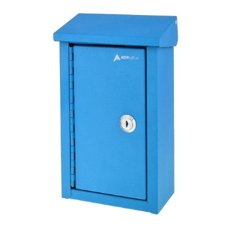 Adiroffice Large Steel Heavy-Duty Outdoor Key Drop Box ADI631-11-BLU
